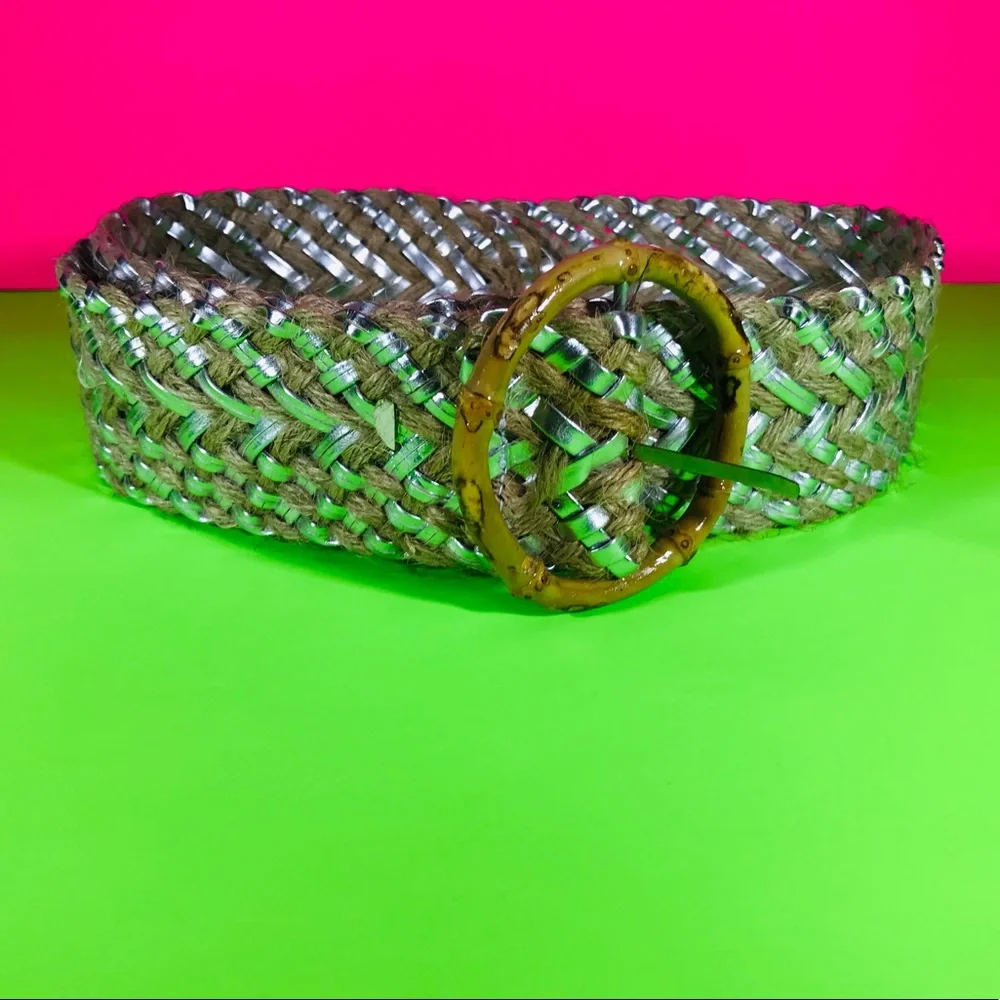 Metallic Silver Braided Vintage Deadstock Belt
